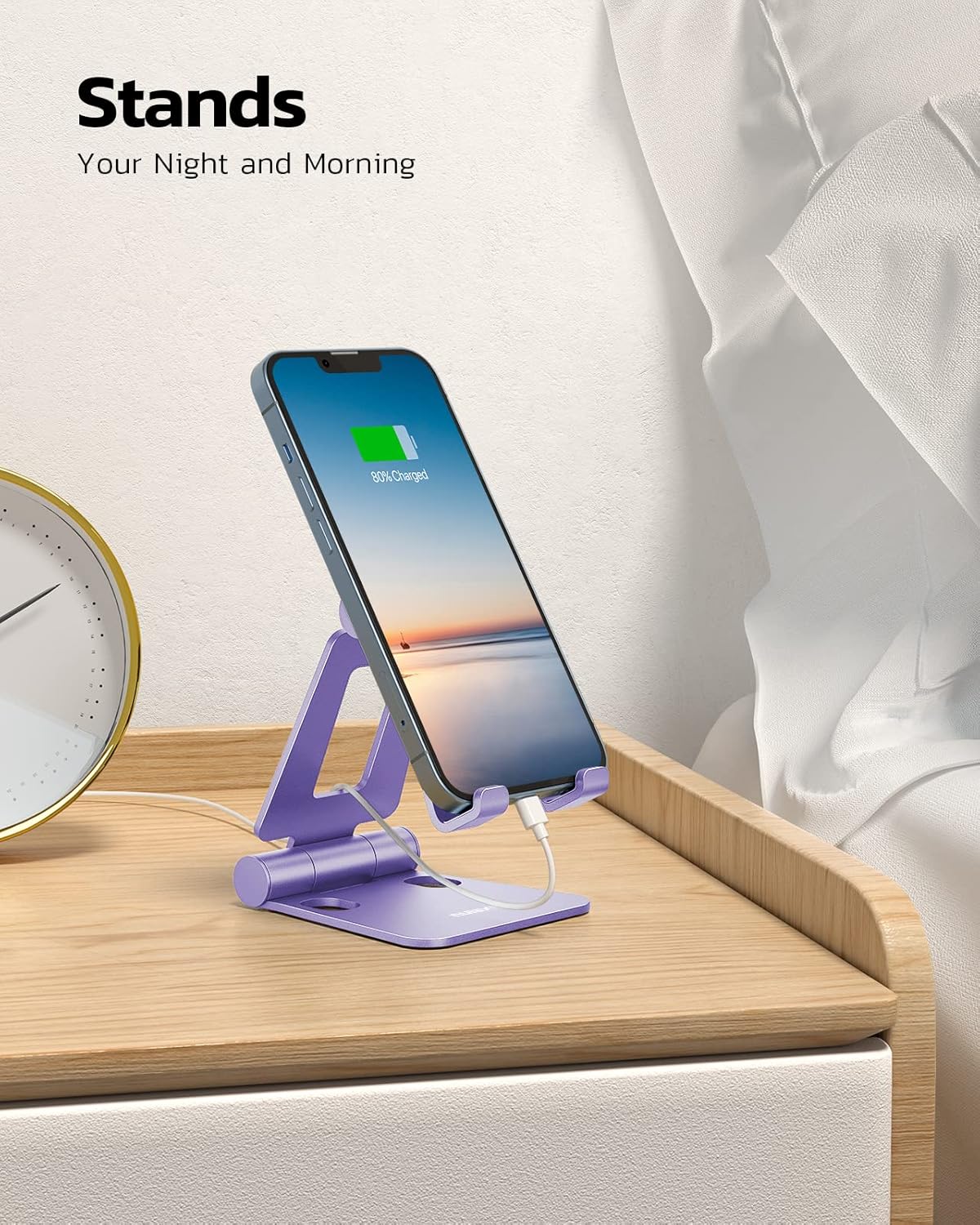 Nulaxy Dual Folding Cell Phone Stand, Fully Adjustable Foldable Desktop Phone Holder Cradle Dock Compatible with iPhone 17 16 15 14 13 12 11 Pro Max Xs Xr X 8, Nintendo Switch, All Phones