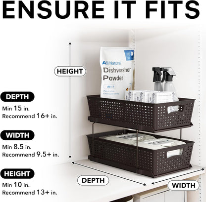 Simple Houseware 2 Tier Bathroom Organizer Tray Pull-Out Sliding Drawer, Under Sink Storage, Black