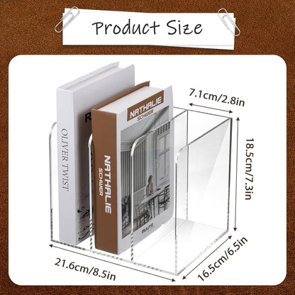 Acrylic Desk Organizer, Thickened Clear Magazine Holder with 3 Vertical Compartment Acrylic File Sorter Organizer for Office, Home, Classroom
