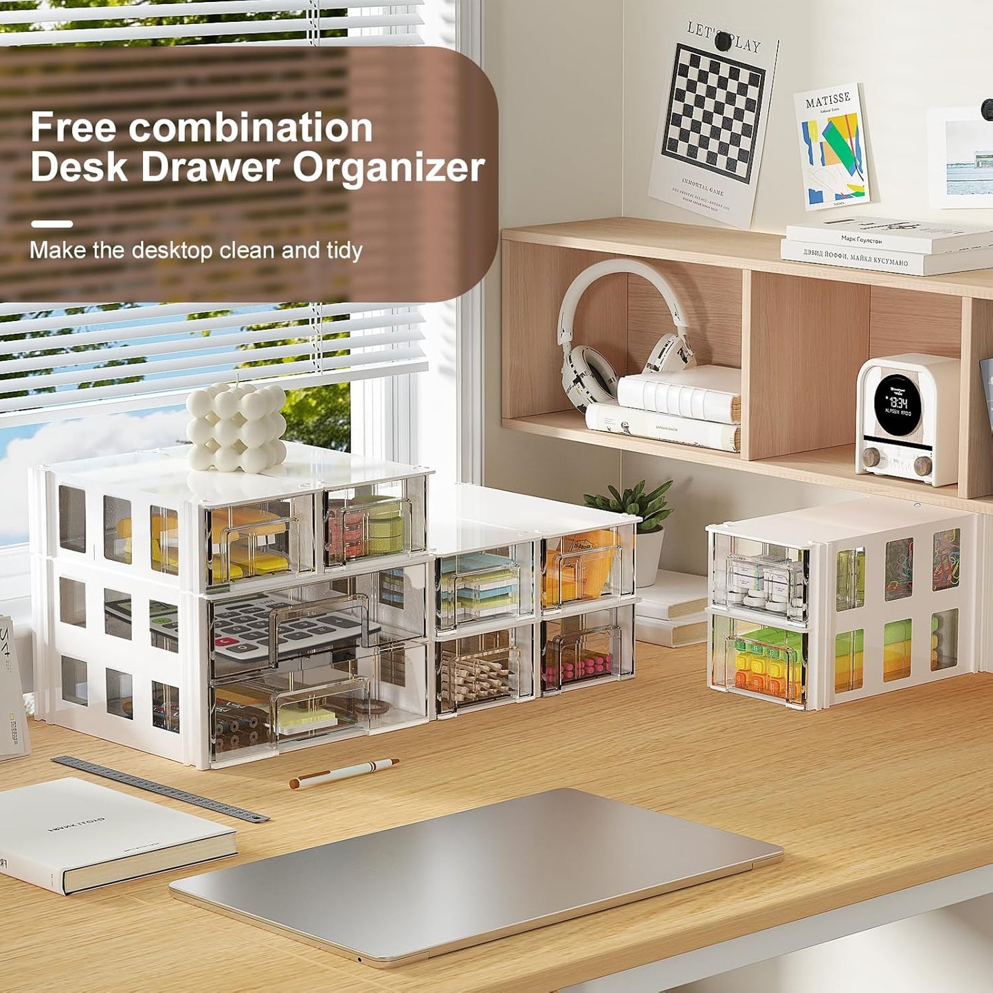 makeup organizer and storage with 10 drawers,Desk Organizer and Accessories with 9 Interchangeable, DIY Configurable Sets,drawer organizer for jewelry,office,craft,medicine,nail polish