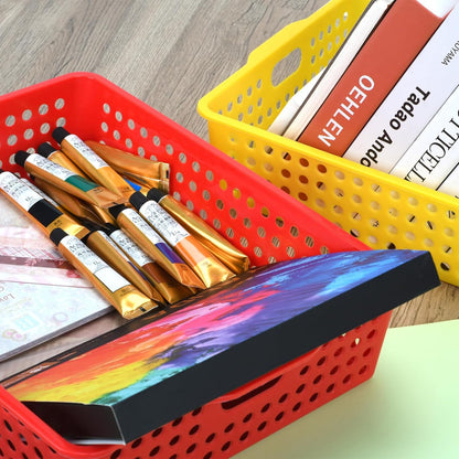 6-Pack Stackable Paper Trays with Handles, Modern Desktop Organizer for A4 Documents, Homework Turn-In Bins for Classroom & Office Use