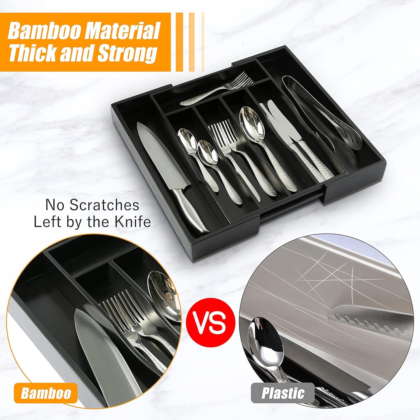 Kitchen Silverware Drawer Organizer and Storage Flatware Cutlery Utensil Holder Spice Rack Containers Bathroom Counter Cabinet Office Desk Makeup Drawer Tray Kitchen and Dining Tools Decor Accessories