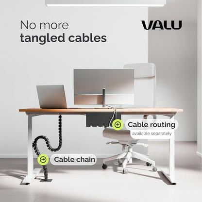 VALU Cable Management Spine – 49 Inch Cable Organizer for Height-Adjustable & Fixed Desks – Sturdy & Flexible with Magnetic Link – Cord Management System Under Desk with Steel Base & Non-Slip Pads