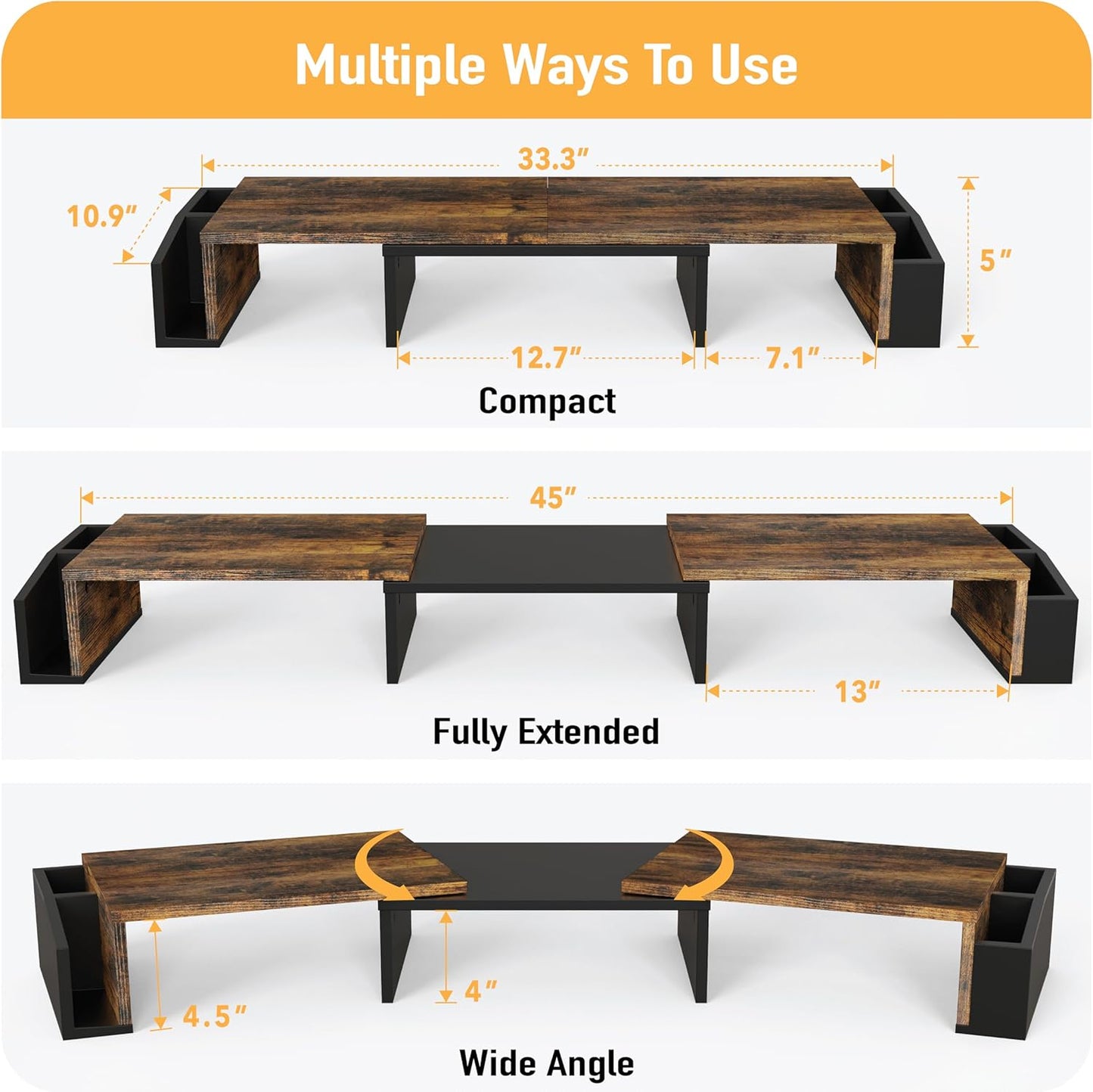 Simple Houseware Desk Dual Monitor Stand Riser with Drawer, Black