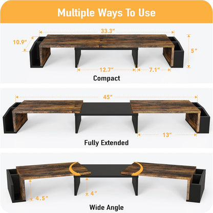 Simple Houseware Desk Dual Monitor Stand Riser with Drawer, Black