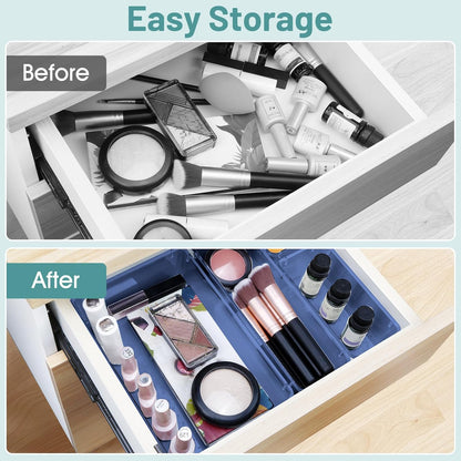 WOWBOX 25 PCS Clear Plastic Drawer Organizer Set, 4 Sizes Desk Drawer Divider Organizers and Storage Bins for Makeup, Jewelry, Gadgets for Kitchen, Bedroom, Bathroom, Office