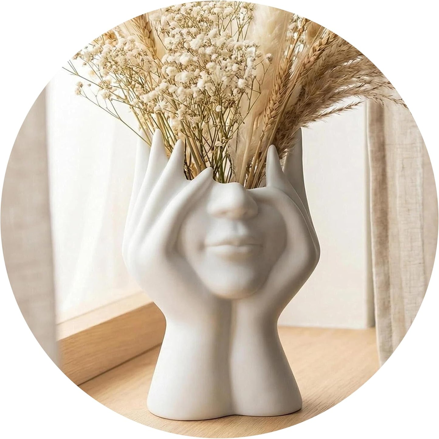 Abstract Human Body Art Face-Holding Sculpture | Home Decor/Makeup Brush Organizer + Office Desk Pen Holder | Multi-Use Gift for Family, Coworkers & Loved Ones
