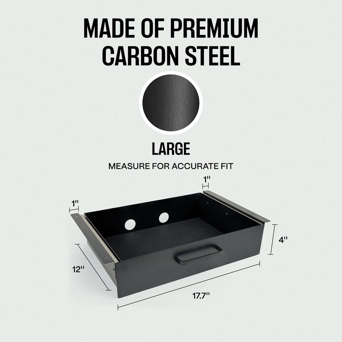 Under Desk Drawer Slide Out Attachment - Carbon Steel Undermount Table Drawer with Cable Management, Pull Out Add-On Storage for Office & Standing Desks (13" x 8" x 2.8")