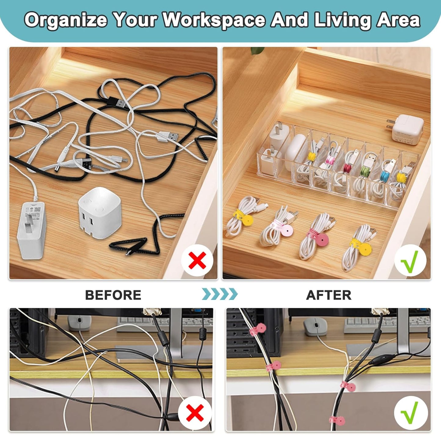 Magnetic Cable Ties 10 Pack, Silicone Cable Ties Charging Cord Organizer Travel Cable Management Straps Headphone Cord Wrap Reusable & Sturdy Cable Winder