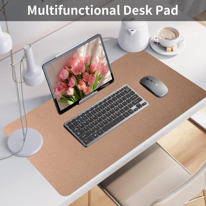 Bloss Leather Desk Pad and Keyboard Wrist Rest, Large Mouse Pad + Keyboard Pad+Mouse Wrist Support, Non-Slip Desk Mat Protector for Office, Home(31.5×15.7 Inches,Beige)