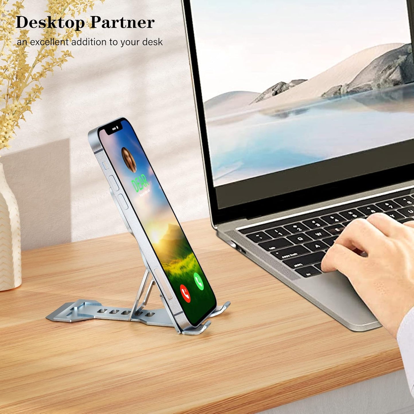 Phone Stand for Desk, Adjustable Cell Phone Stands, Foldable Metal Phone Stands for All Smartphone