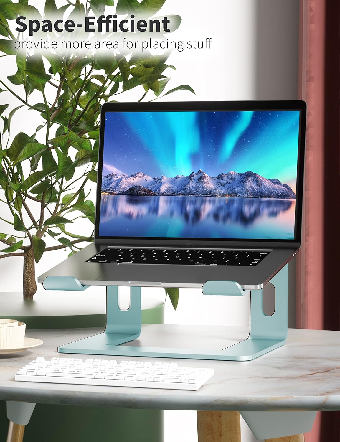 SOUNDANCE Laptop Stand, Aluminum Computer Riser, Ergonomic Laptops Elevator for Desk, Metal Holder Compatible with 10 to 15.6 Inches Notebook Computer, Silver