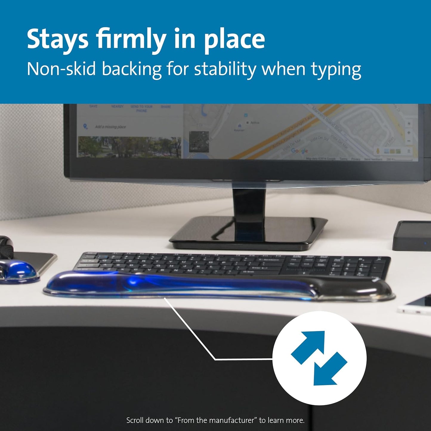 Kensington Duo Gel Mouse & Keyboard Wrist Rest Bundle Set, Ergonomic Keyboard and Mouse Pad With Wrist Support, Keyboard Wrist Rest, Computer Keyboard Pad, Cooling Gel, Non-Skid Backing, Blue K52920WW