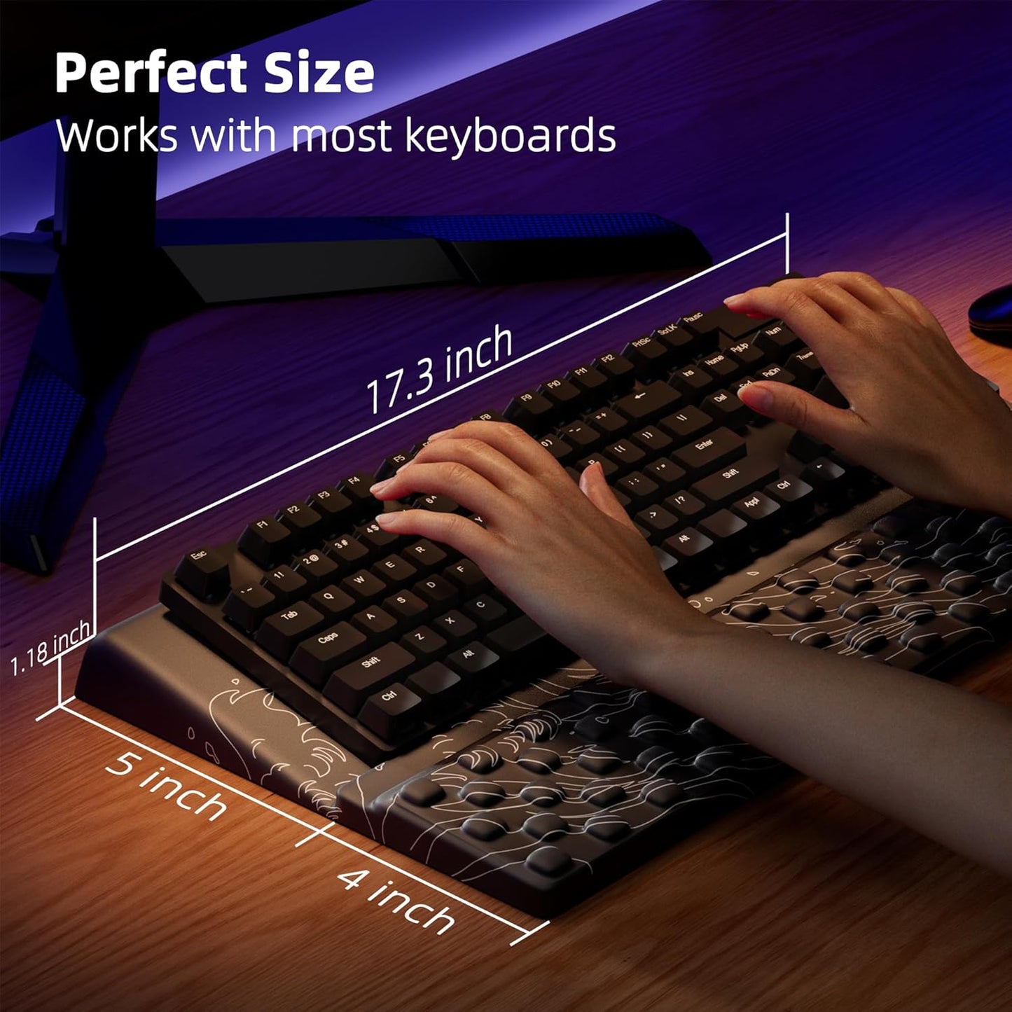 Ospelelf Keyboard Wrist Rest, Comfortable Ergonomic Keyboard Stand Riser Holder for Office Home