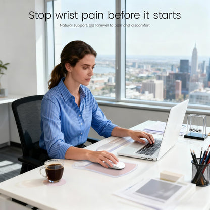 Ospelelf Mouse Pad with Wrist Rest and Ergonomic Gel Keyboard Hand Wrist, Support for Typing Gaming, Relieve Wrist Pain, Cool & Easy to Clean, for Office, Programmer, Home Computer Use, Pink