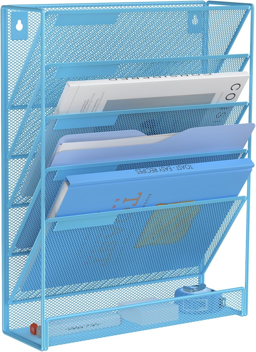 Kuntine.B Wall File Organizer Office Hanging Magazine Holder Wall File Organizer for Office Home (Black, 5 Tier)