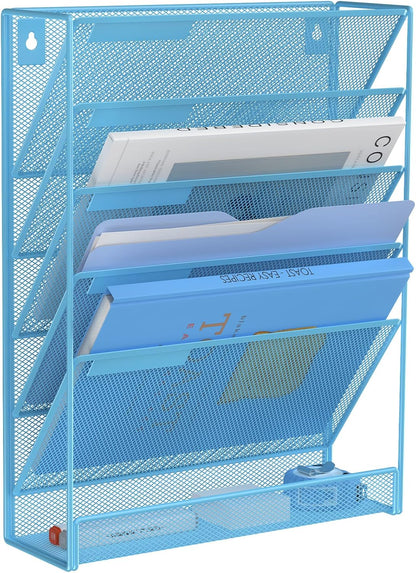 Kuntine.B Wall File Organizer Office Hanging Magazine Holder Wall File Organizer for Office Home (Black, 5 Tier)