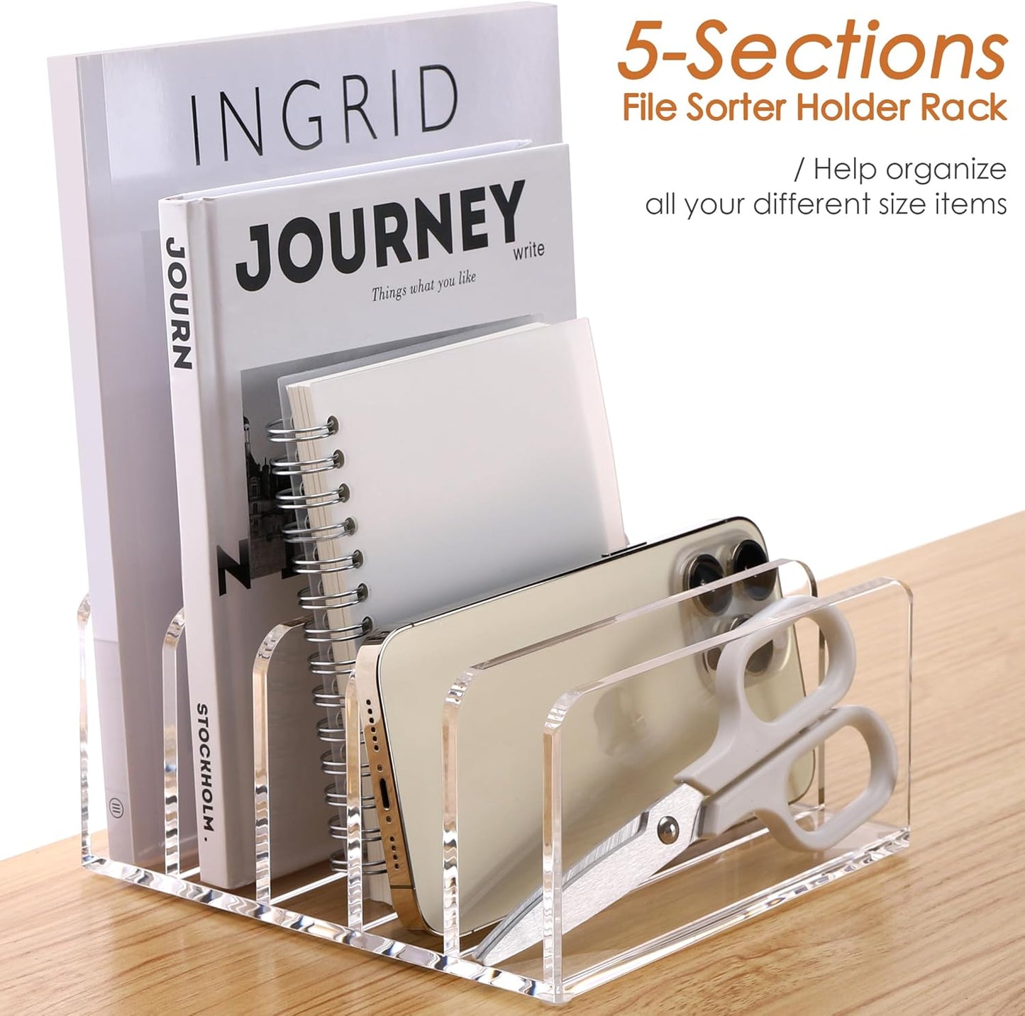SANRUI 3 Compartments Mail Organizer Letter Holder for Desk ,Vertical Letter Holder,File Sorter Acrylic Desk Organizer Office Supplies,Clear
