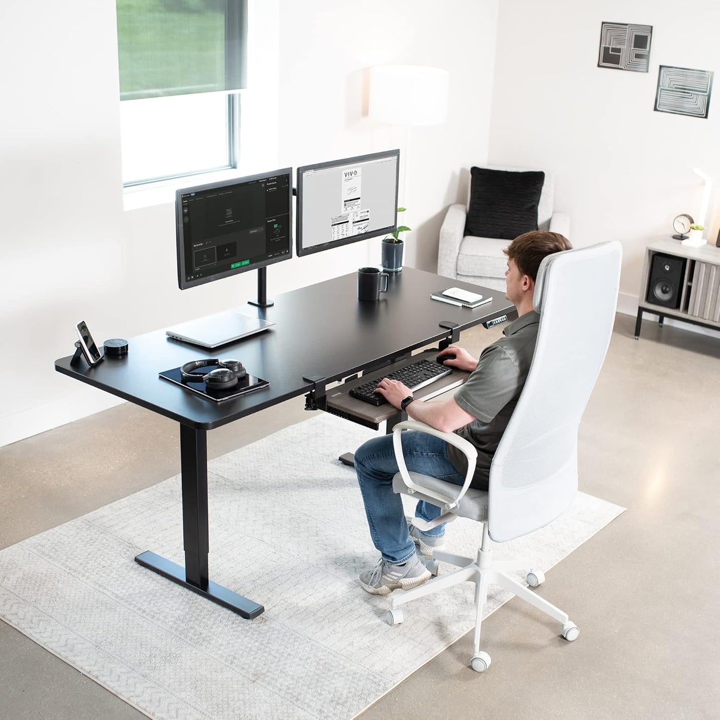 VIVO Large Clamp-on Computer Keyboard and Mouse Under Desk Slider Tray, 27 x 11 inch Pull Out Platform Drawer, White, MOUNT-KB05W