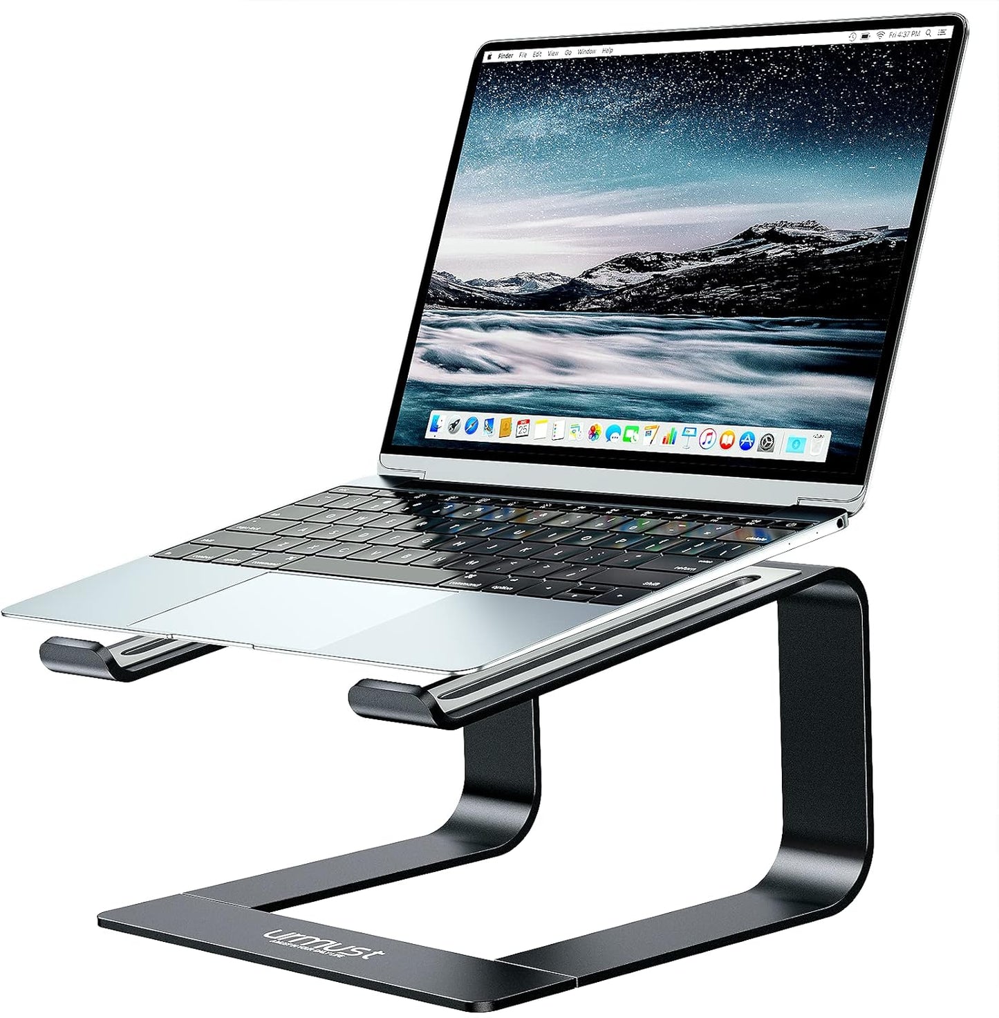 Urmust Adjustable Laptop Stand for Desk Aluminum Computer Stand for Laptop Riser Holder Notebook Stand Compatible with MacBook Air Pro Ultrabook All Laptops 11-17 inch (Black)