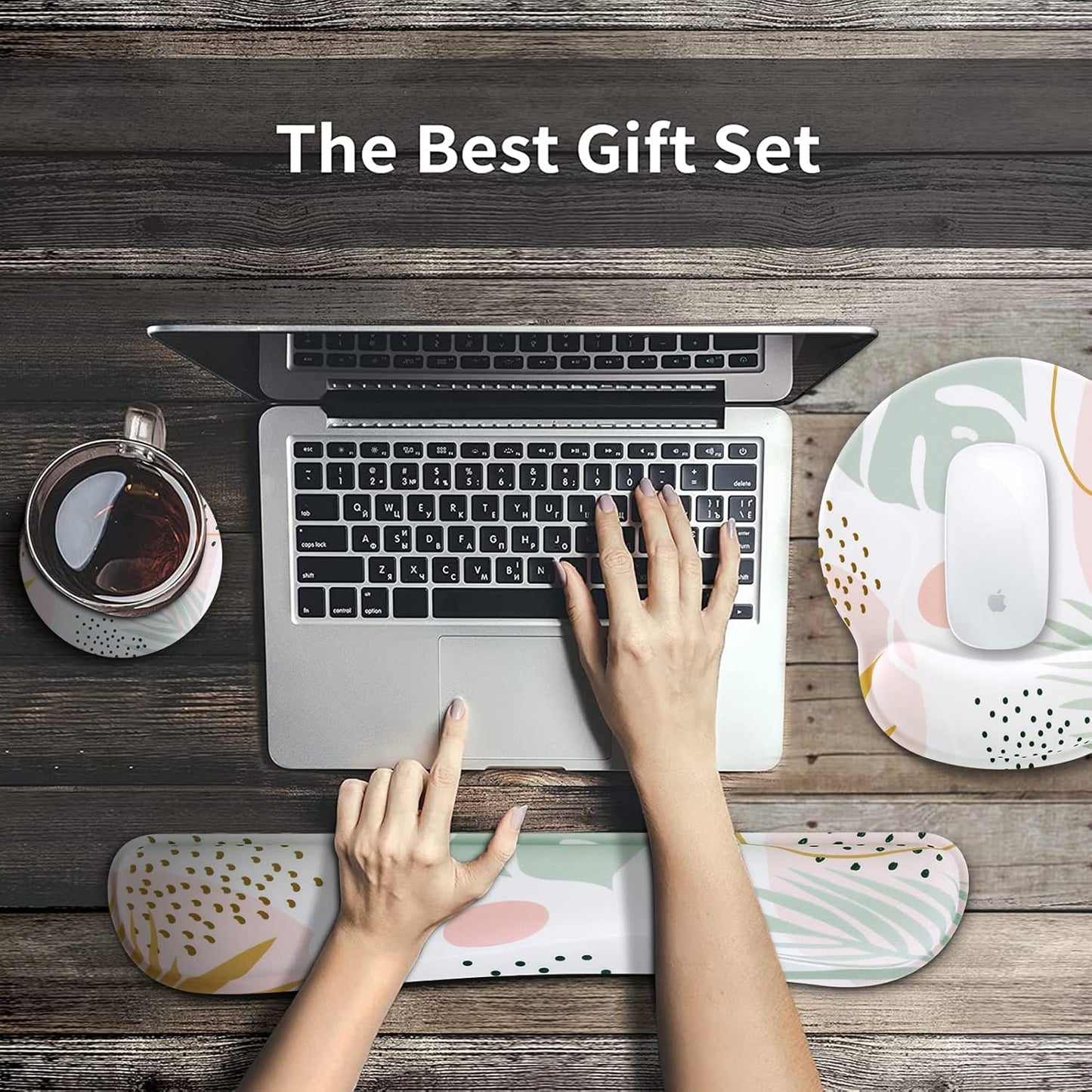 iCasso Desk Mat, Gaming Mouse Pad Wrist Support Set,4in1 XXL Large Mousepad + Keyboard Wrist Rest+Mouse Wrist Rest+Coaster Set with Ergonomic Design for Home Office Table Computer-Penoy