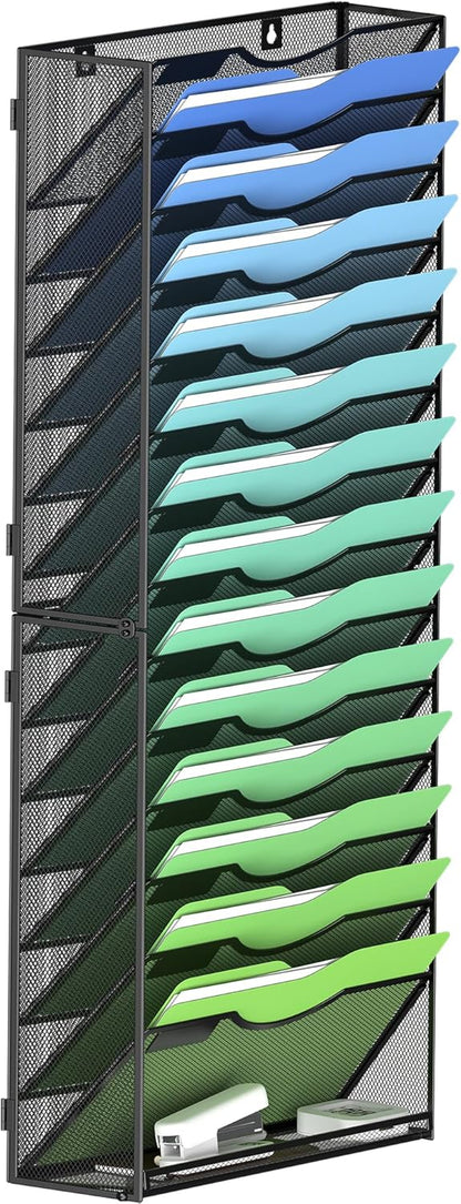 Kuntine.B Wall File Organizer Office Hanging Magazine Holder Wall File Organizer for Office Home (Black, 5 Tier)