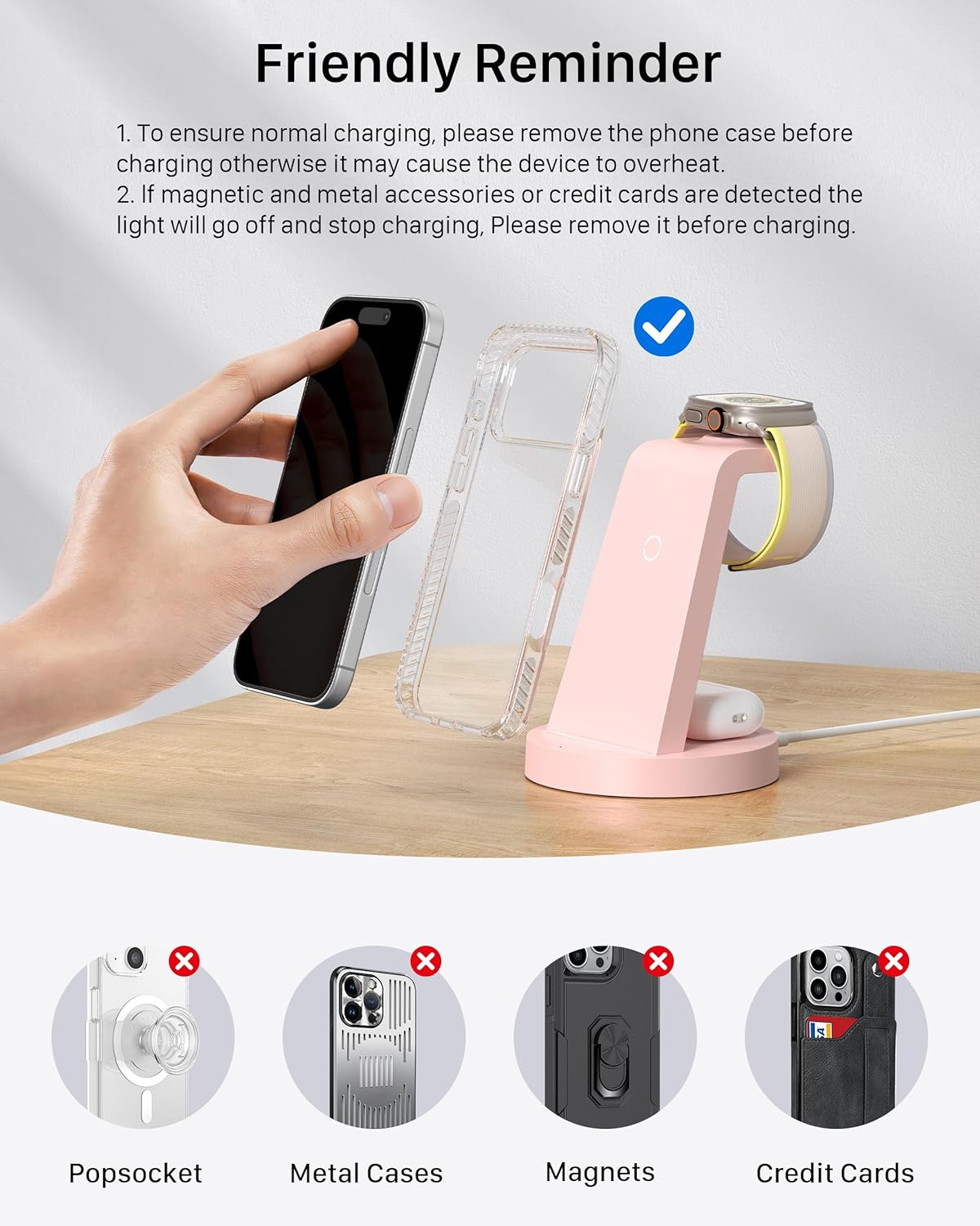 Anlmz 3 in 1 Charging Station for iPhone - Wireless Charger for Apple Products Multiple Devices - Charging Dock Stand for AirPods (for iPhone 17 16e 16 15 14 13 pro 12 11 X Max)