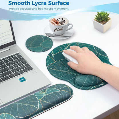 Mouse Pad and Keyboard Wrist Rest Support, with Non-Slip PU Base,Gel Mouse Pad with Coaster,Pain Relief for Gaming, Computer,Office -Beach