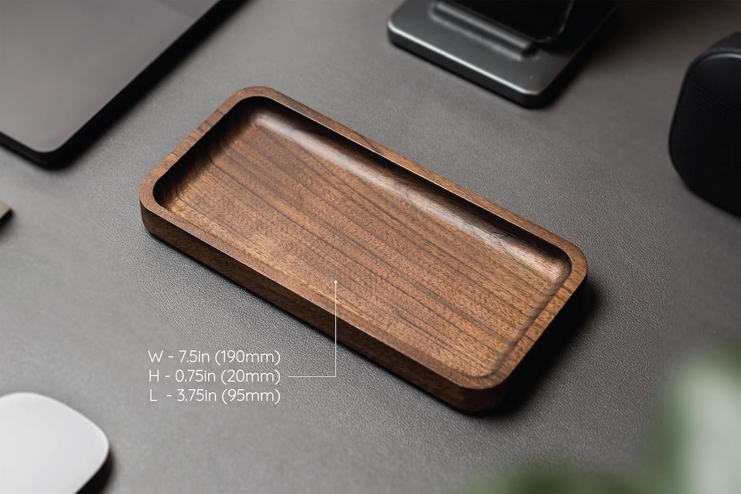 MUUJEE Wooden Desk Tray Organizer - 7.5 x 3.75 for Work Teacher Dad Wood Tray Work Minimalist Rustic
