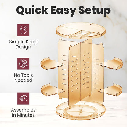 Masirs Small 360 Rotating Makeup Organizer - Mini Yet Spacious Cosmetic Storage Solution with Multiple Compartments - The Perfect Spinning Make-Up Caddy for Vanity or Bathroom Counter (Round - Clear)