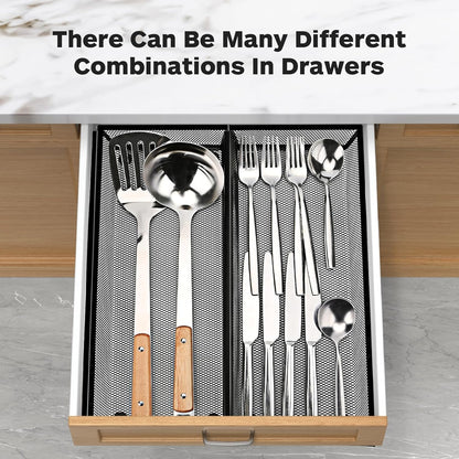 Smgmg Silverware Drawer Organizer, Silverware Organizer for Drawer, 6 Pack Utensil Organizer for Kitchen Drawers, Kitchen Drawer Organizer for Large Utensils with Interlocking Arm (9.6 * 3 * 2 inch)