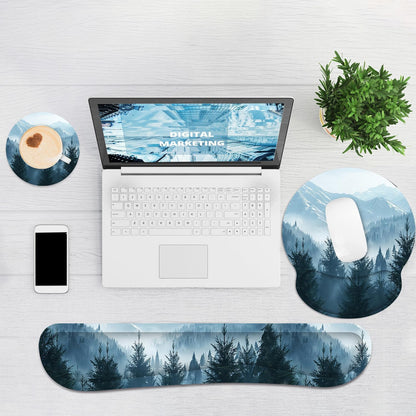 Ergonomic Mouse Pad with Wrist Rest and Keyboard Wrist Rest, Memory Foam Wrist Rest for Computer Keyboard, Easy Typing, Pain Relief, Mouse Pad Wrist Support for Gaming,Office, Laptop, Black Flower