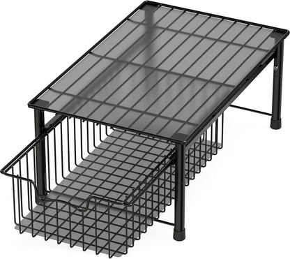 Simple Houseware Stackable 3 Tier Sliding Basket Organizer Drawer, Chrome