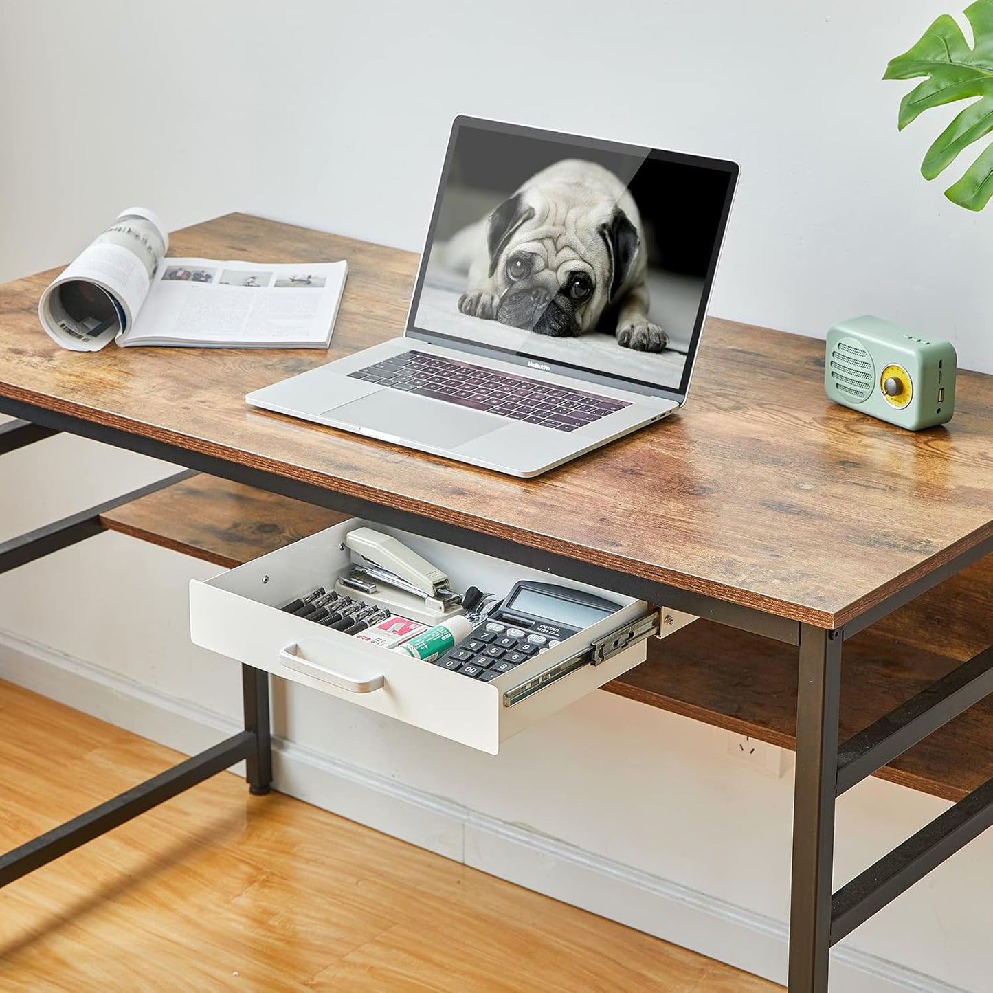Gome Under Desk Pull-Out Drawer - Storage Organizer Office Mounted, Easy Slide-Out Pencil Drawer for Saving Space, Under Flat-Top Desk Storage Ideal for Sit-Stand Workstation