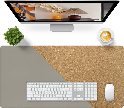Bloss Leather Desk Pad and Keyboard Wrist Rest, Large Mouse Pad + Keyboard Pad+Mouse Wrist Support, Non-Slip Desk Mat Protector for Office, Home(31.5×15.7 Inches,Beige)