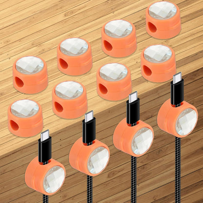 PATIKIL Cable Organizer Holder, 12 Pcs Magnetic Spring Desk Cable Management Clips Adhesive Cord Holder Keeper for Office Desktop Wall Car, Purple