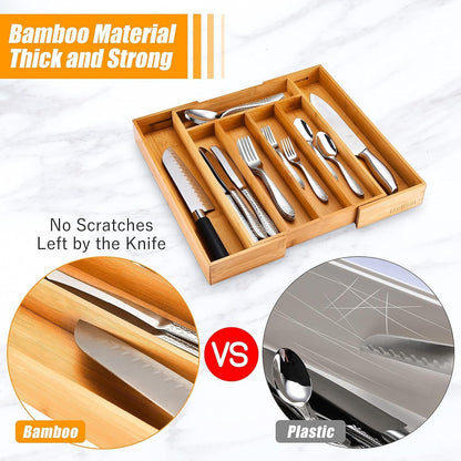 Kitchen Silverware Drawer Organizer and Storage Flatware Cutlery Utensil Holder Spice Rack Containers Bathroom Counter Cabinet Office Desk Makeup Drawer Tray Kitchen and Dining Tools Decor Accessories