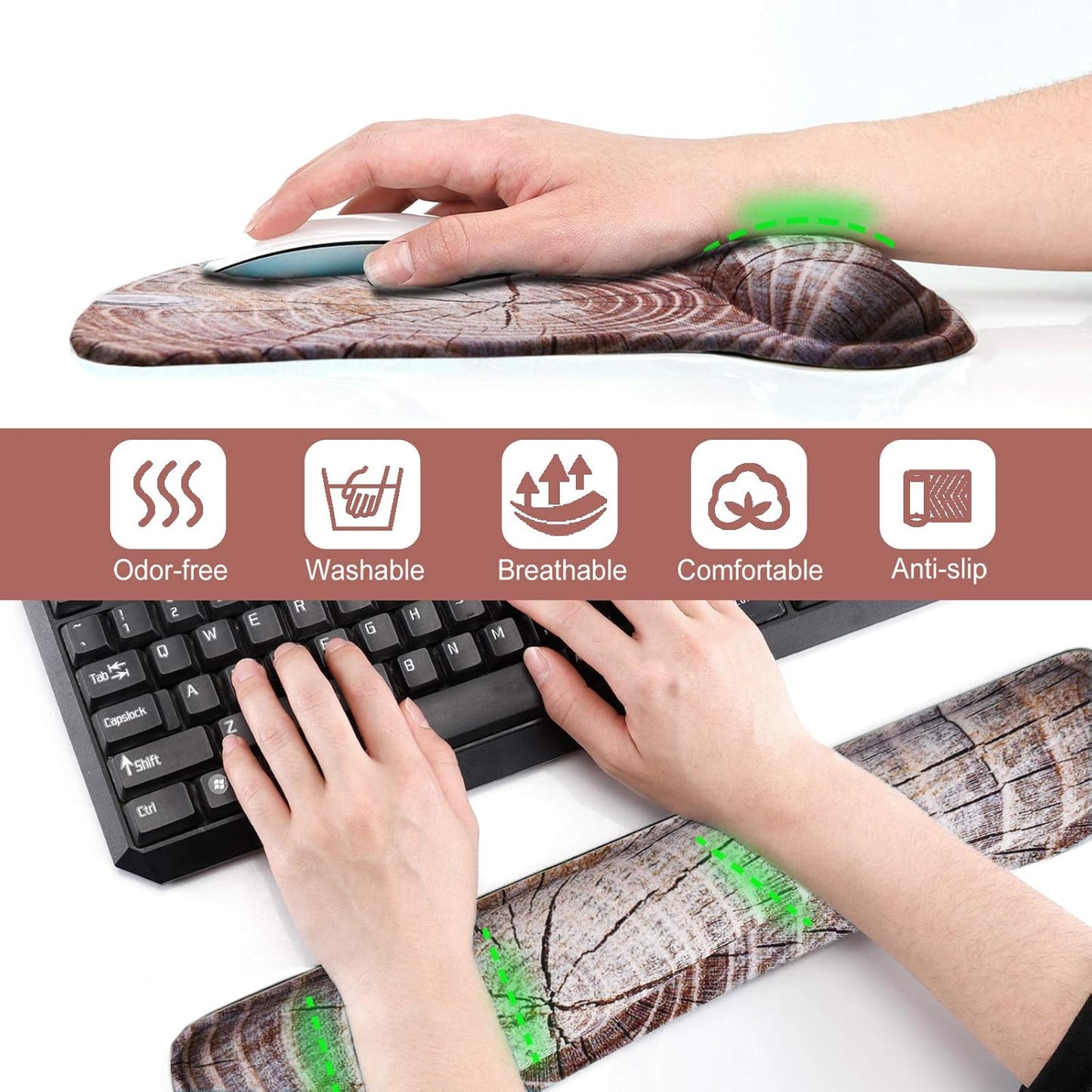 Keyboard Wrist Rest Pad Ergonomic Mouse Pad Set, ToLuLu Gel Mouse Pad Wrist Support for Computer Laptop, Mousepad Keyboard Wrist Support with Memory Foam for Easy Typing Pain Relief, Van Gogh Painting