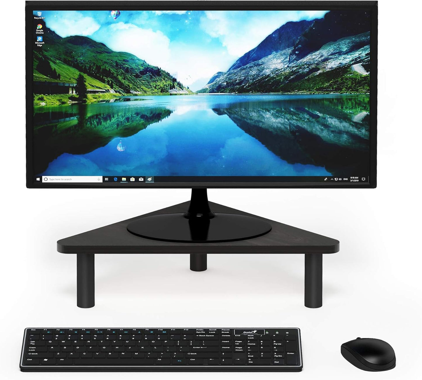 Furinno Turn-N-Tube Corner Monitor Riser Stand with Stainless Steel Tubes, Americano