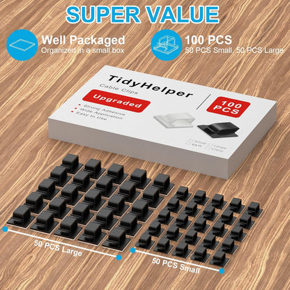Under Desk Cable Management Clips, Wire Organizer Clips for PC Network Cable Mamagement, Large Adhesive Cable Clips Wire Holders (Computer, TV, Ethernet, Electric Wires), White, 20 PCS
