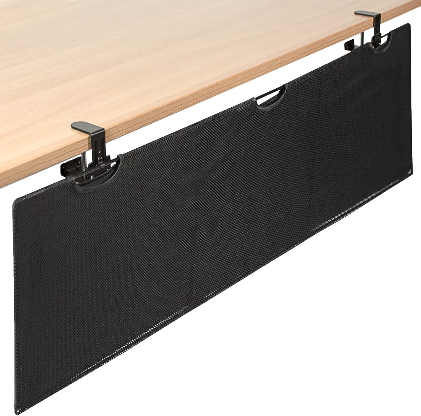 VIVO 48 Inch Clamp-on Privacy and Cable Management Organizer Sleeve, Wire Hider Kit Panel System, Desk Skirt, Black, DESK-SKIRT-48P