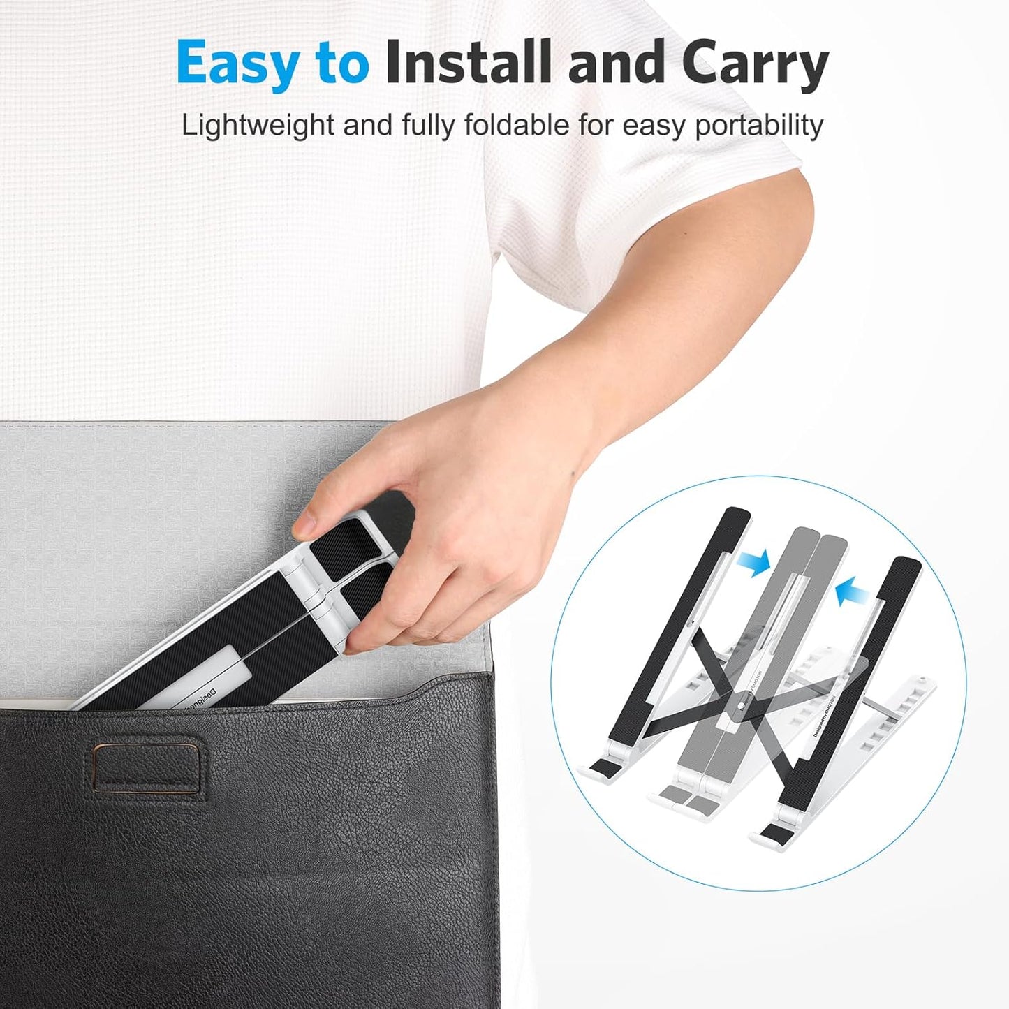 Portable Laptop Stand, OMOTON Laptop Stand for Desk Ergonomic 7-Levels Angles Adjustable Computer Stand, ABS Laptop Riser Holder Compatible with All Laptops and iPad(10-15.6")