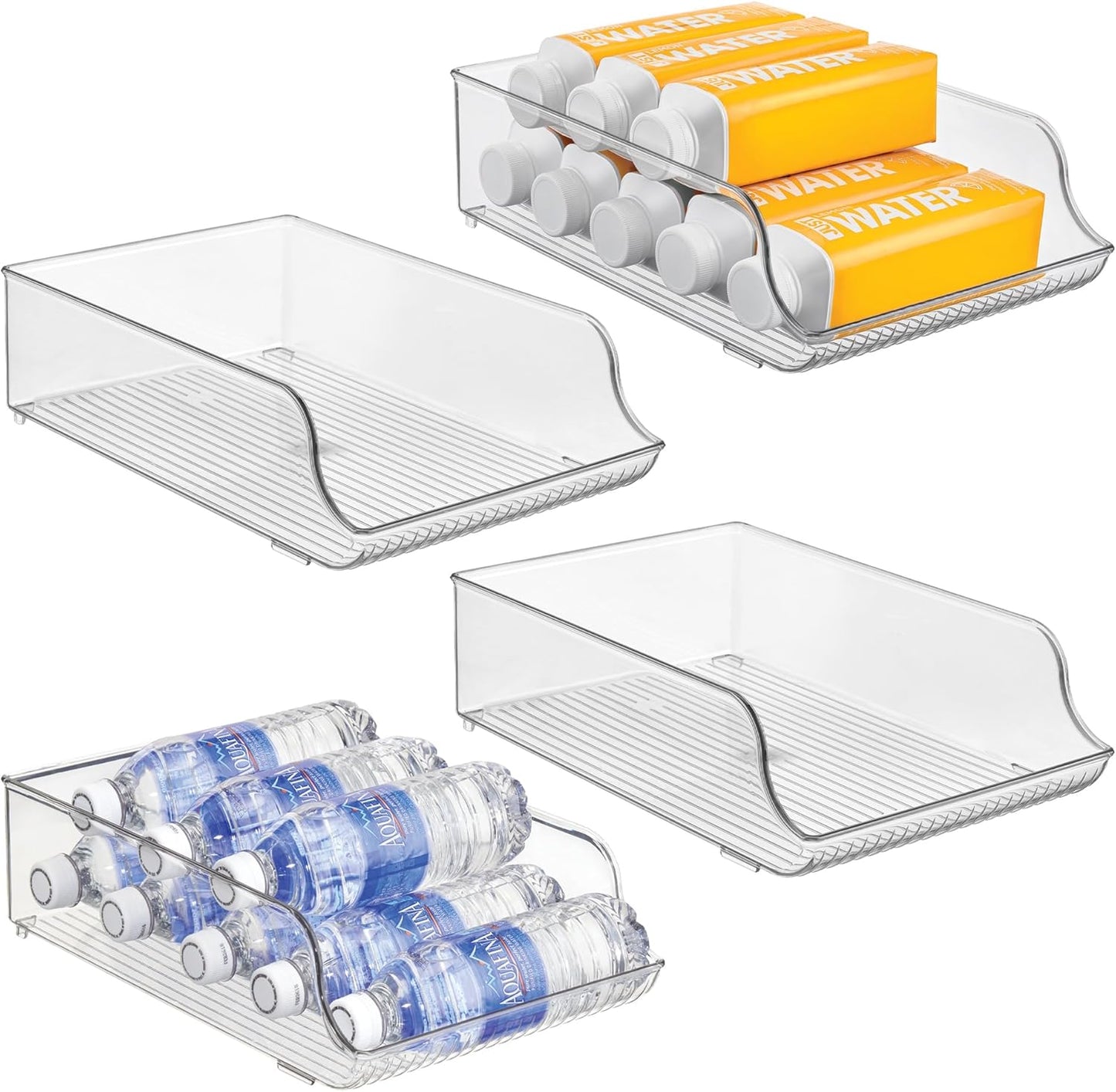 iDesign Plastic Water Bottle Organizer for Fridge, Bottle Holder for Kitchen and Pantry, Clear, 2-Pack
