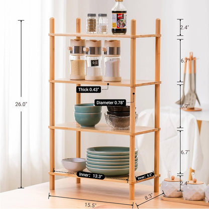 2-Tier Expandable Bamboo Desktop Organizer Shelf Kitchen Cabinet and Counter Riser Display Shelf for Top of Desk Home Office Bathroom Coffee Table Display Stand (1, Natural, 2-Tier Plus)