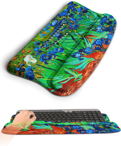 Ergonomic Wave Wrist Rest with Keyboard Stand, Cushioned Palm Rest, Comfortable Integrated Memory Foam for Natural Typing and Relieve Wrist Pain, Dark Night Black