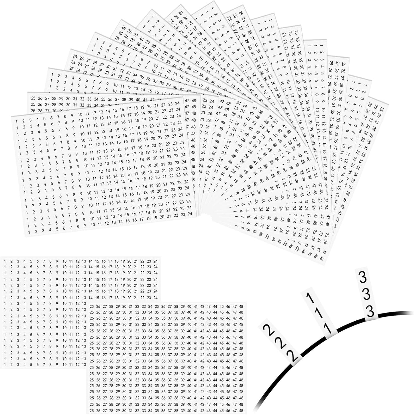 42 Pcs 0.2 x 1.4 Inches Wire Marker Book for Cable Management Synthetic Paper Self Adhesive Coated with Glossy Film Wire Label Stickers Numbered 1-48