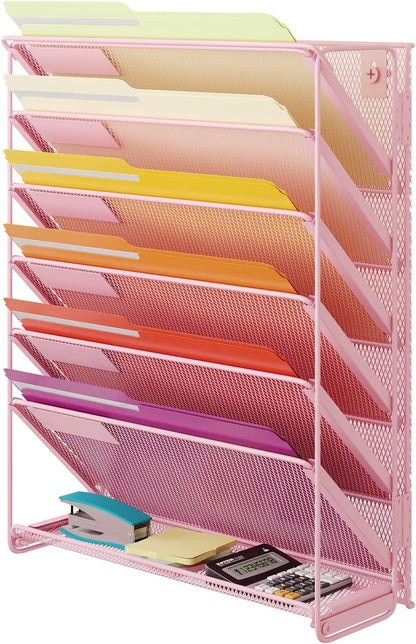 Kuntine.B Wall File Organizer Office Hanging Magazine Holder Wall File Organizer for Office Home (Black, 5 Tier)