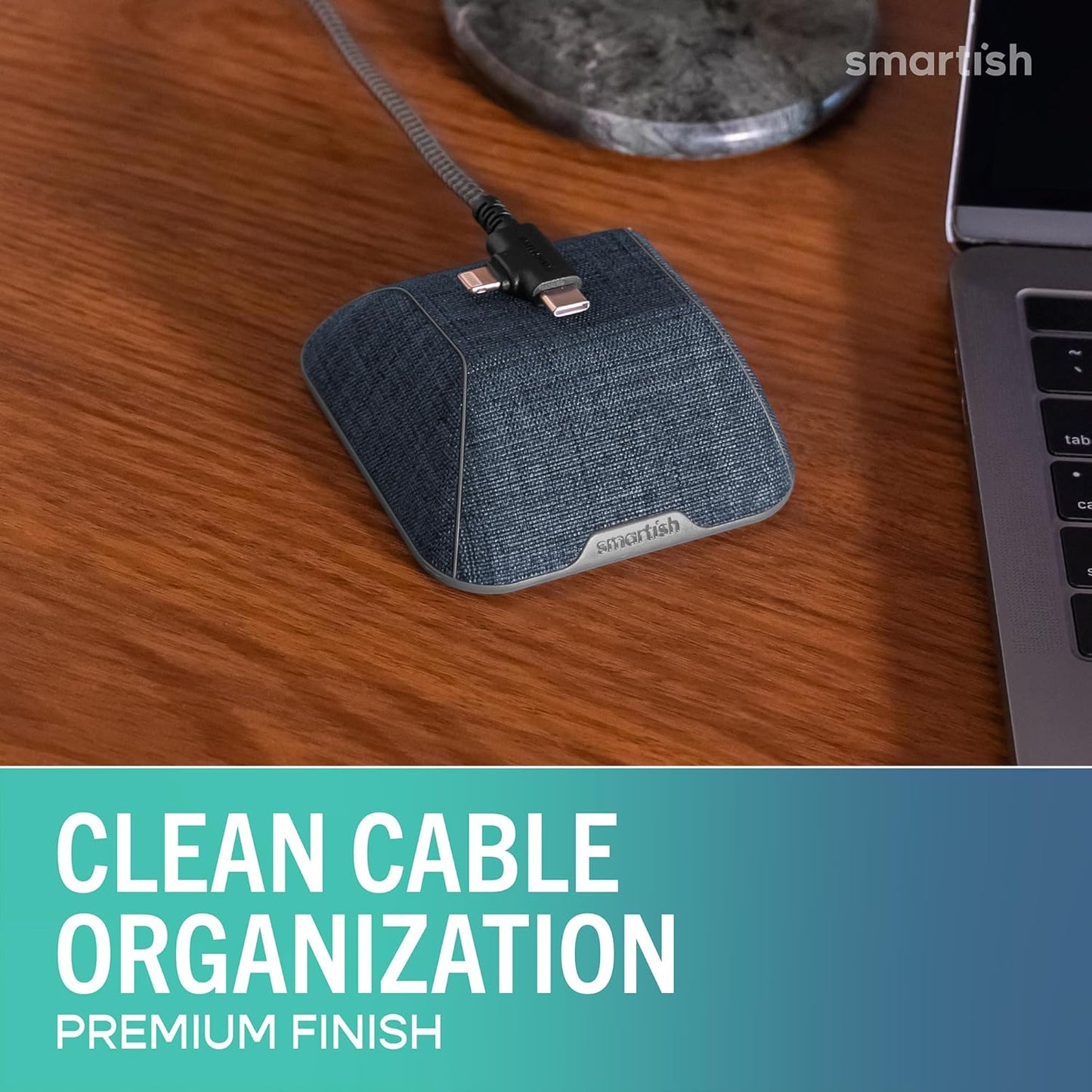 Smartish® Magnetic Cord Holder - Cable Wrangler Organizer with Magnet Clips for Charger Management on Desktop, Nightstand for USB-C + Lightning - Lightly Toasted Beige