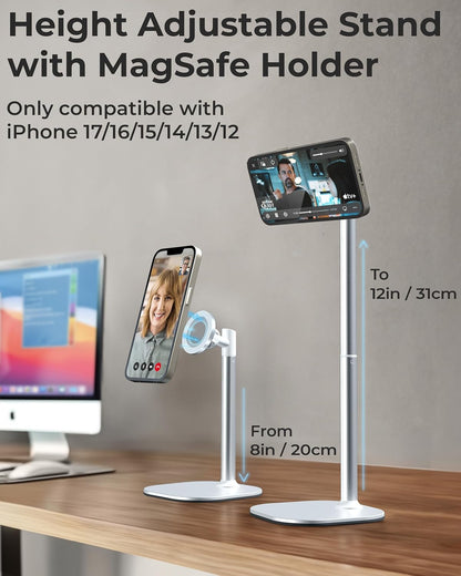 COOPER MagStand, Adjustable Magnetic iPhone Stand for Desk & Phone Holder for Video Recording, Compatible with MagSafe, Stand for iPhone 17 Pro Max, 16/15/14/13/12, Small Mag Safe Tripod (Black)