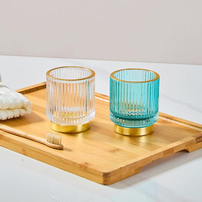 Makeup Brush Holder Organizer,Toothbrush Holders,Desk Pen Pencil Holder,Multifunctional Vintage Glass Brush Cup（L/Green/A3-6-US）